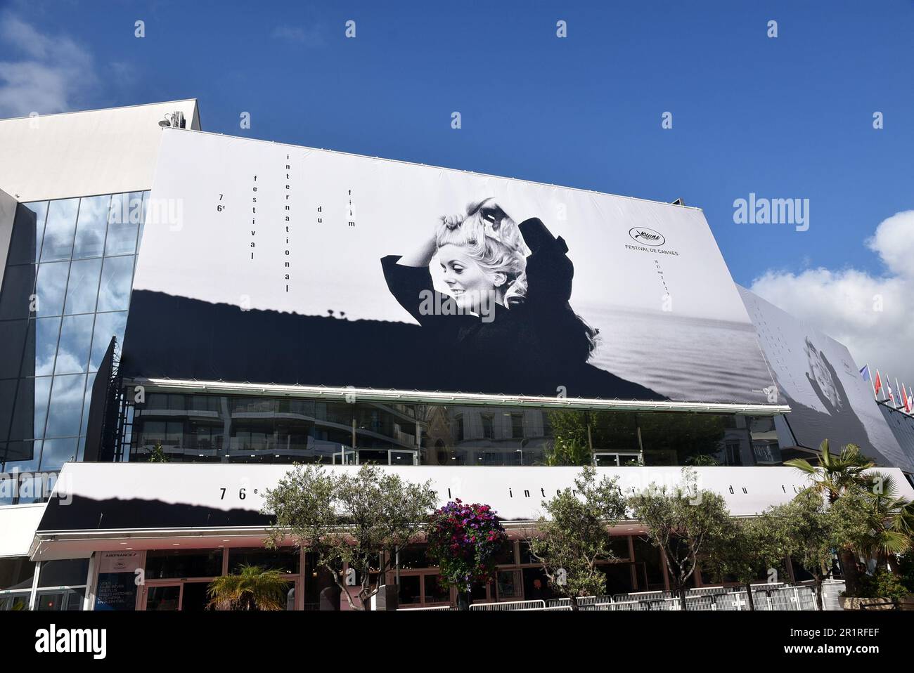 France, french riviera, Cannes, the official poster for the 76th International Film Festival, this year the french actress chosen is Catherine Deneuve. Stock Photo