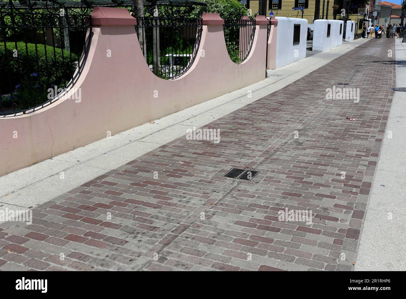 brick paved street, St. Augustine, Florida, USA Stock Photo