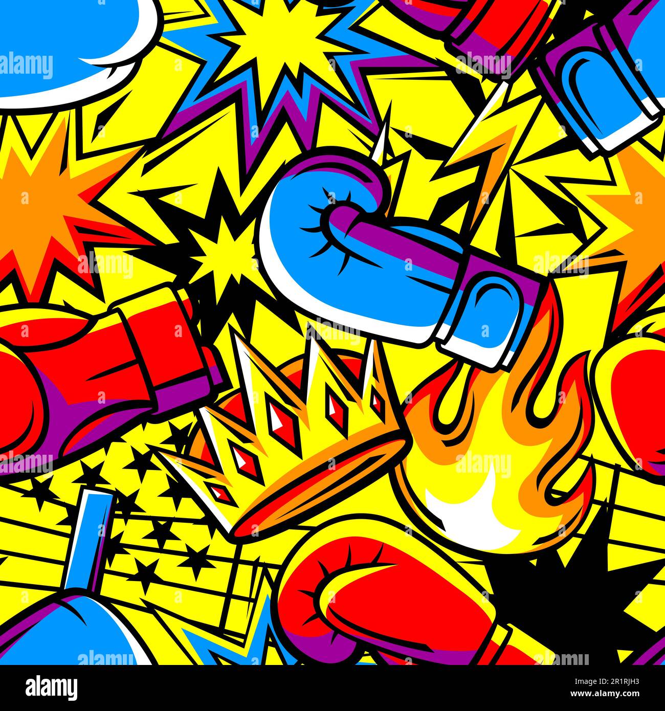 Boxing Pattern Game Pattern with boxing items. Box club illustration. Sport background in ...