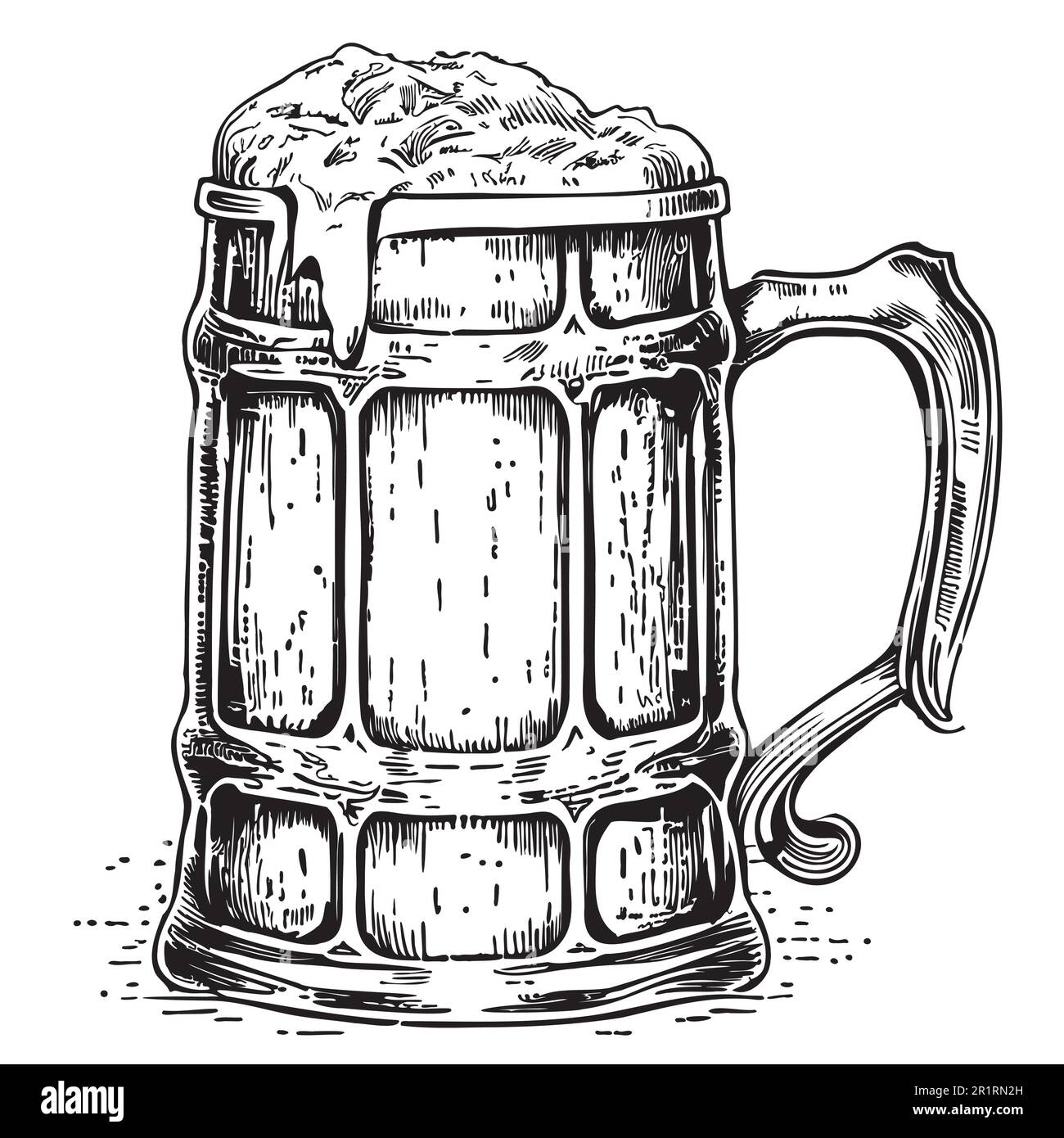 Beer mug hand drawn sketch in doodle style illustration Stock Vector