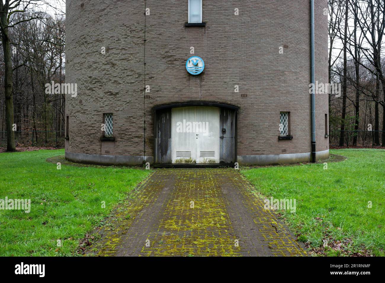 Bertem, Flemish Brabant Region, Belgium - April 1, 2023 - Entrance of a water tower for potable water. Stock Photo