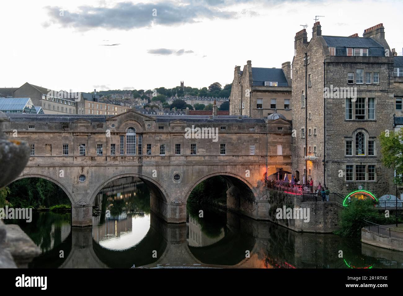 Bath, Somerset, EnglandAugust 2022; View of historic Pulteney Bridge