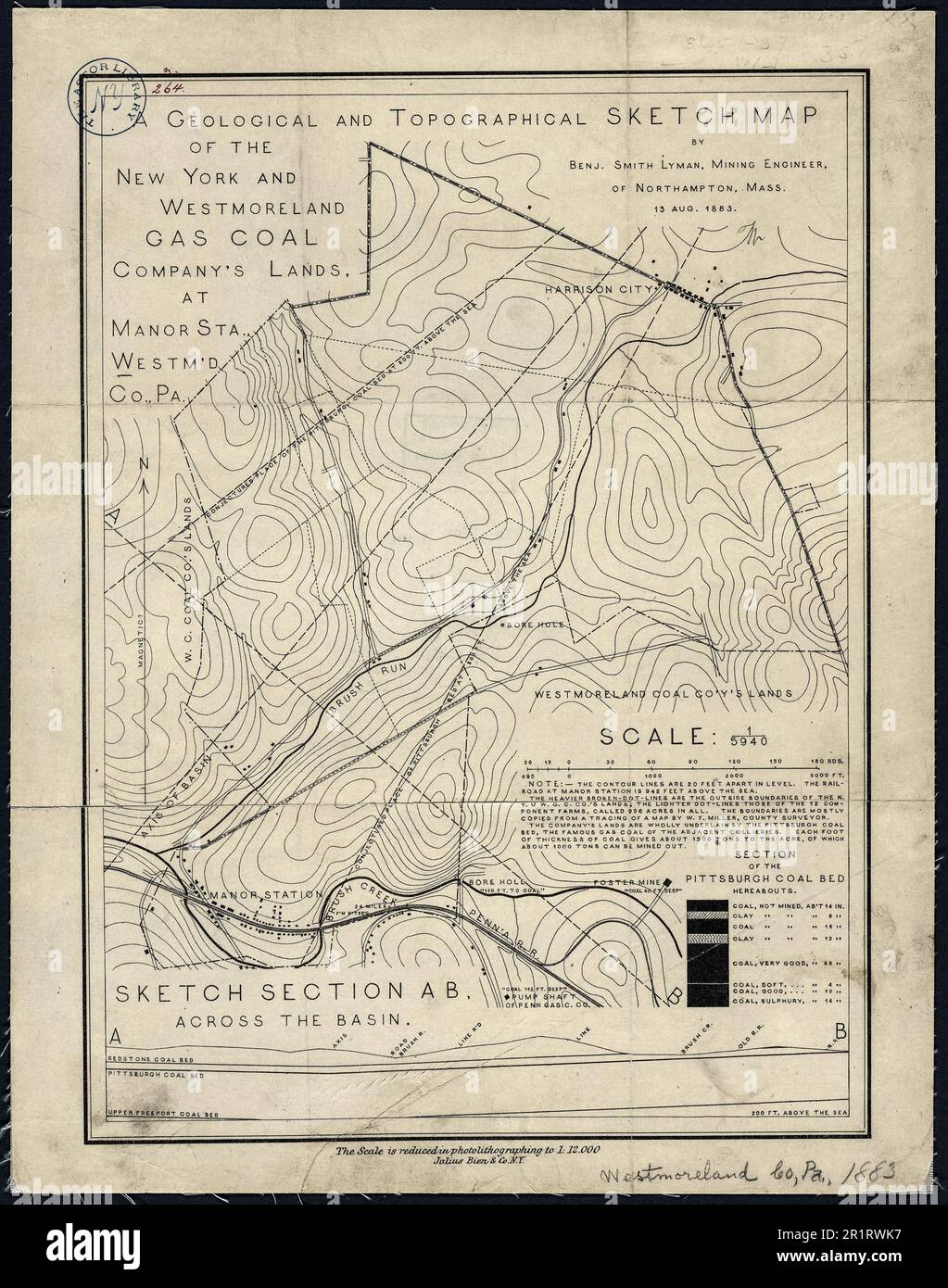 A geological and topographical sketch map of the New York and