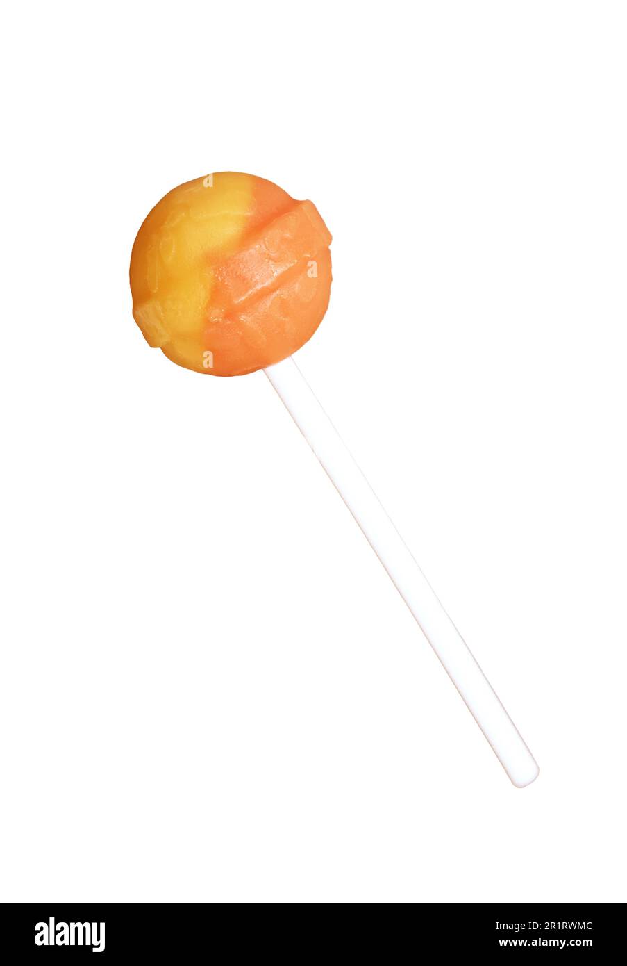 Orange and Lemon Lollipop Candy Isolated on White Background Stock Photo