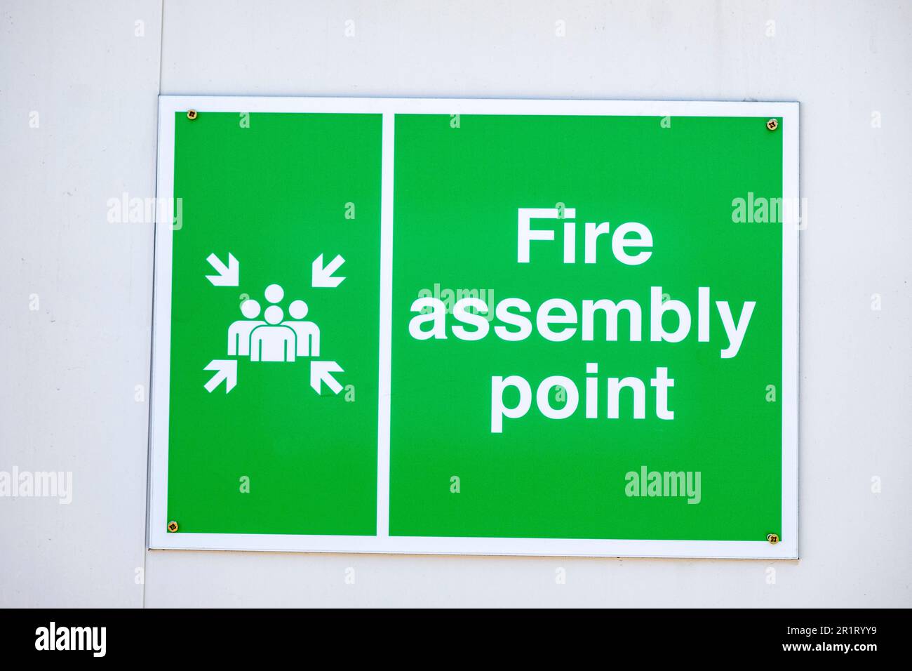 Fire assembly point, Health & Safety sign UK Stock Photo