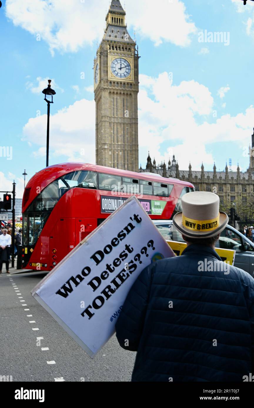 Steve Bray, Anti Tory Government Protest, Parliament Square, London, UK Stock Photo