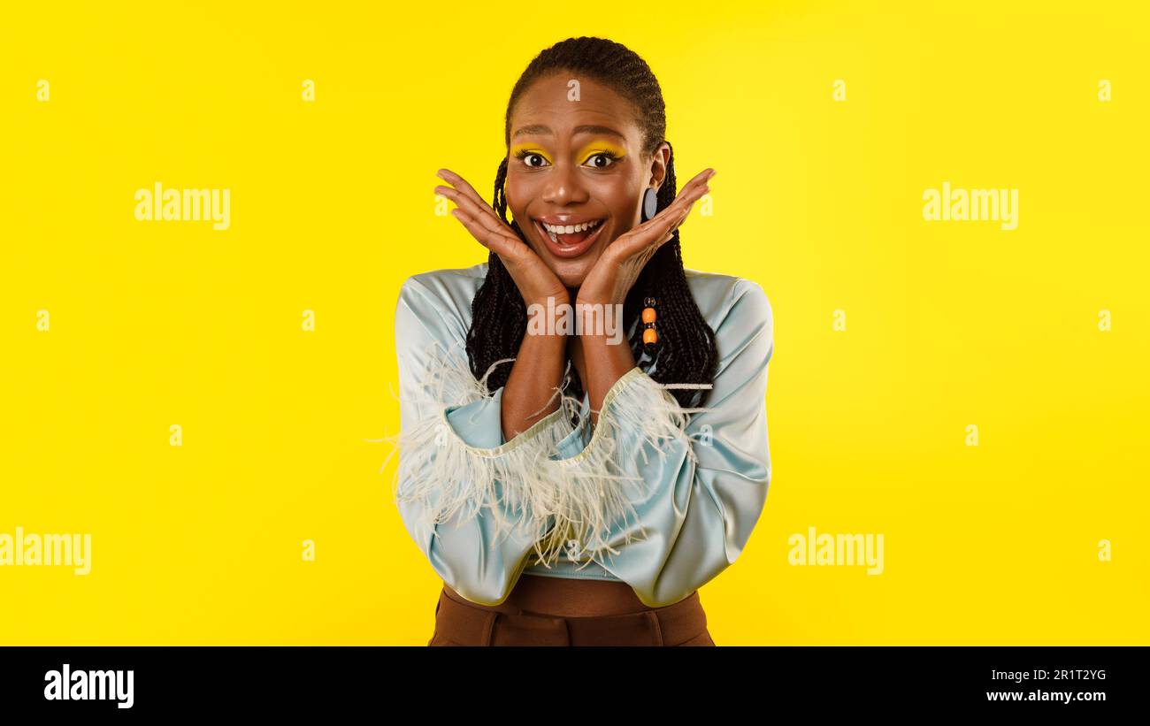 Cheerful black woman braided hi-res stock photography and images - Alamy