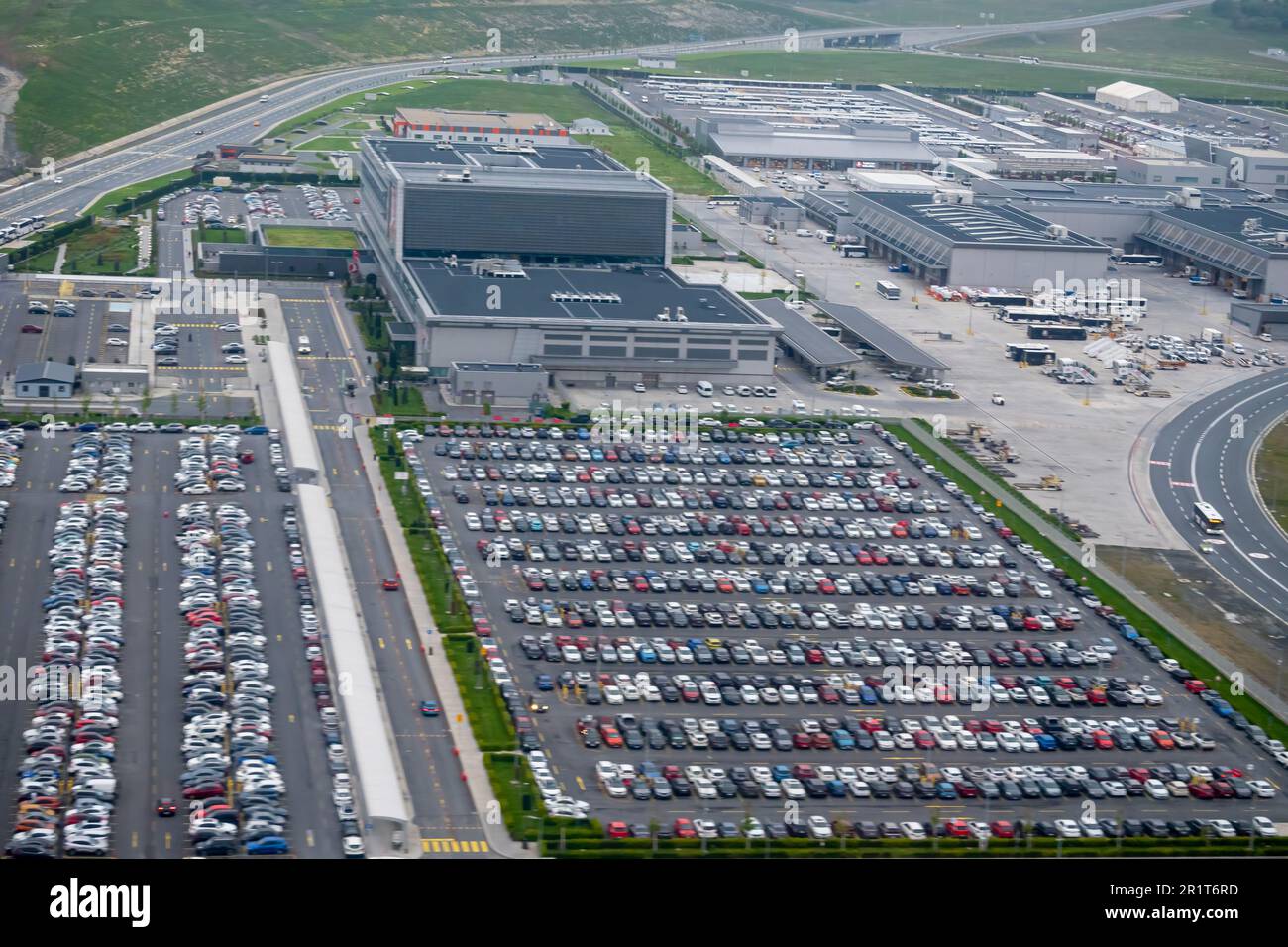 Aerial view of Istanbul Airport Car parking area Stock Photo