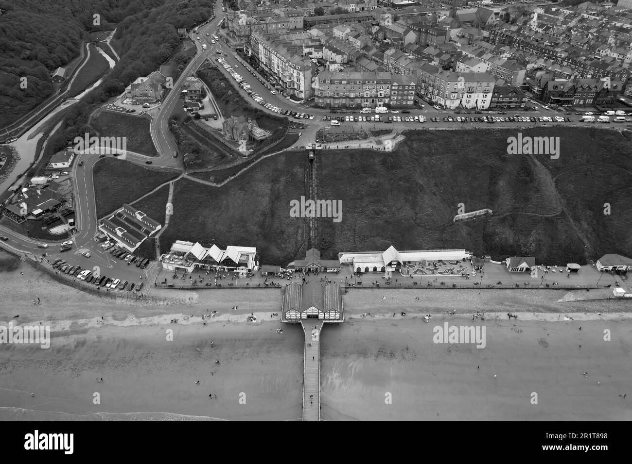 aerial view of Saltburn by the Sea victorian pier, North Yorkshire coast Stock Photo Alamy