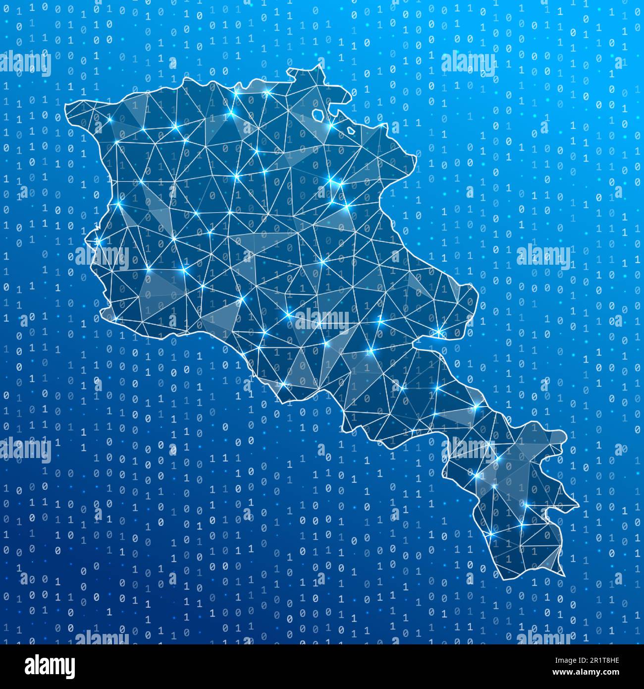 Network map of Armenia. Country digital connections map. Technology, internet, network, telecommunication concept. Vector illustration. Stock Vector