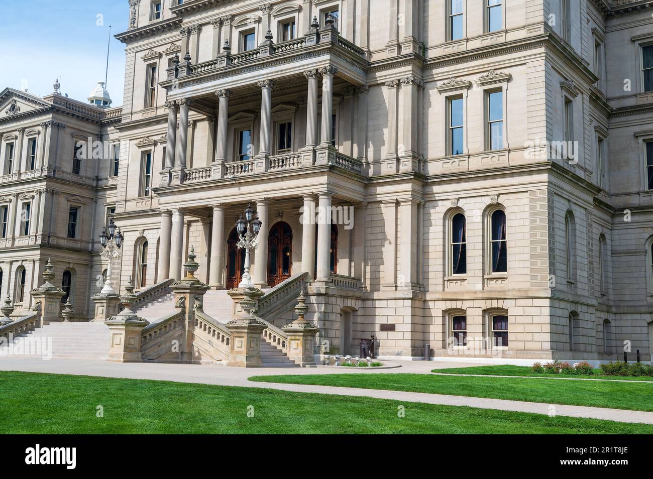 Lansing MI May 6, 2023 Main entrance to the Michigan Capitol