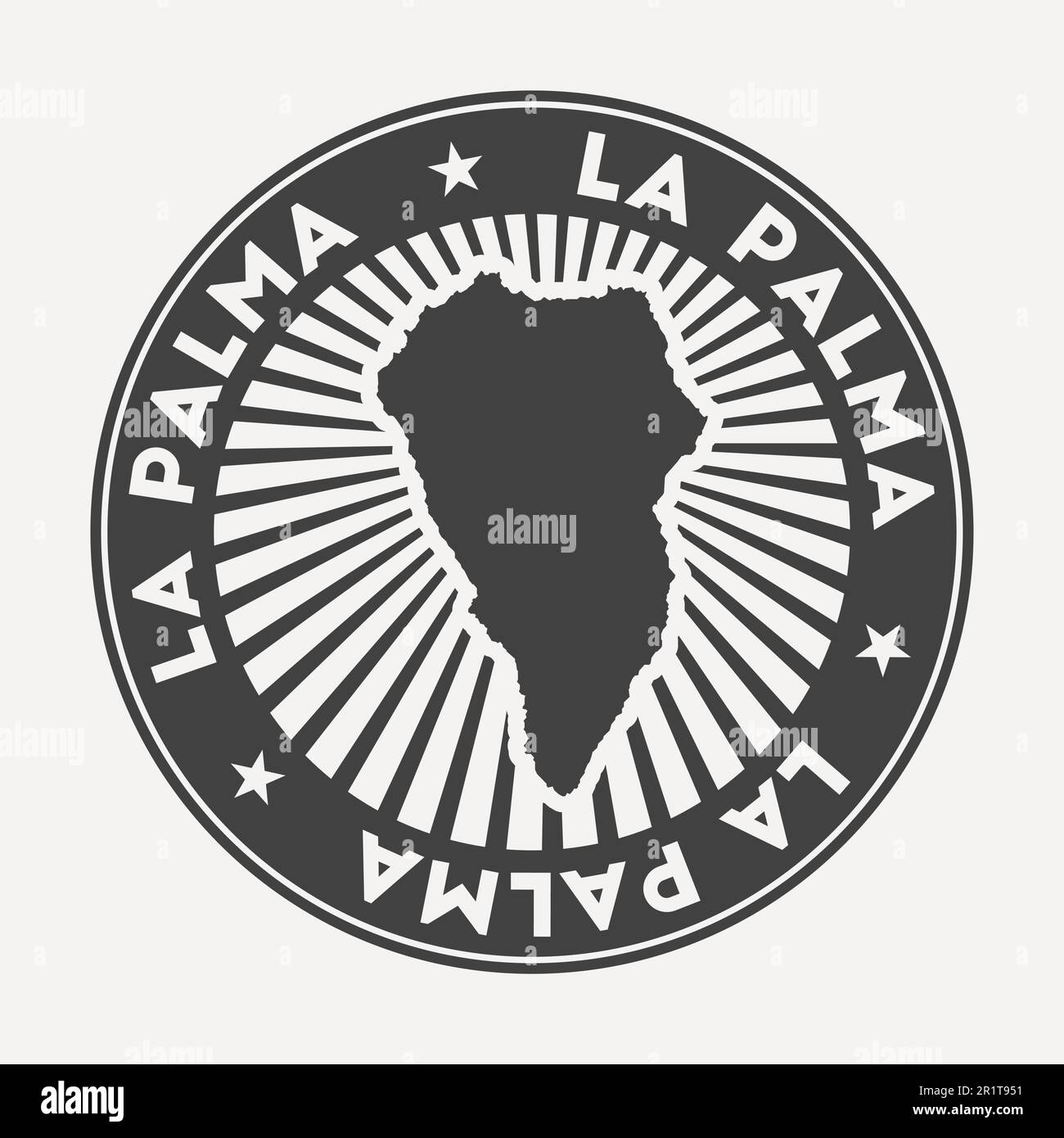 La Palma round logo. Vintage travel badge with the circular name and map of island, vector illustration. Can be used as insignia, logotype, label, sti Stock Vector