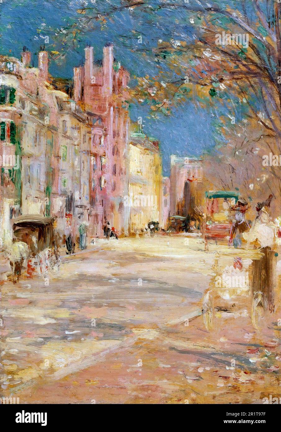 Edward Bannister. Boston Street Scene (Boston Common) by the American artist, Edward Mitchell Bannister (1828-1901), oil on panel, 1898-99 Stock Photo