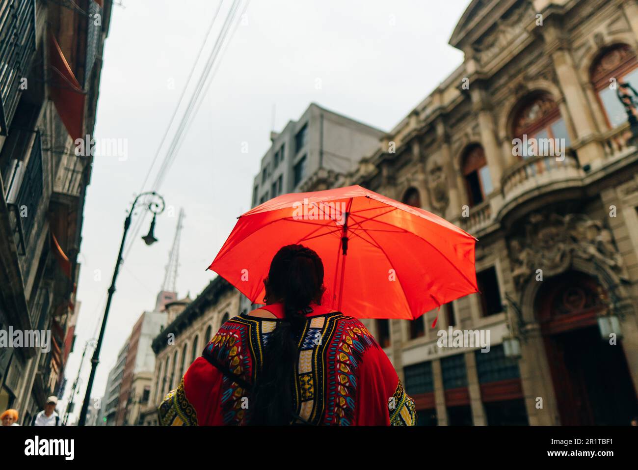 mexican woman in national costume on the street in mexico city - may 2023. High quality photo Stock Photo