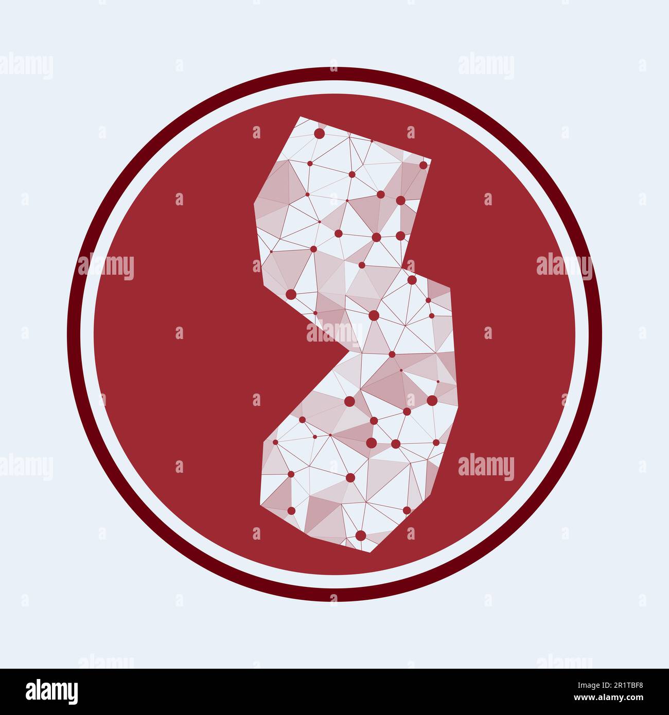 New Jersey icon. Trendy tech logo of the us state. Geometric mesh round