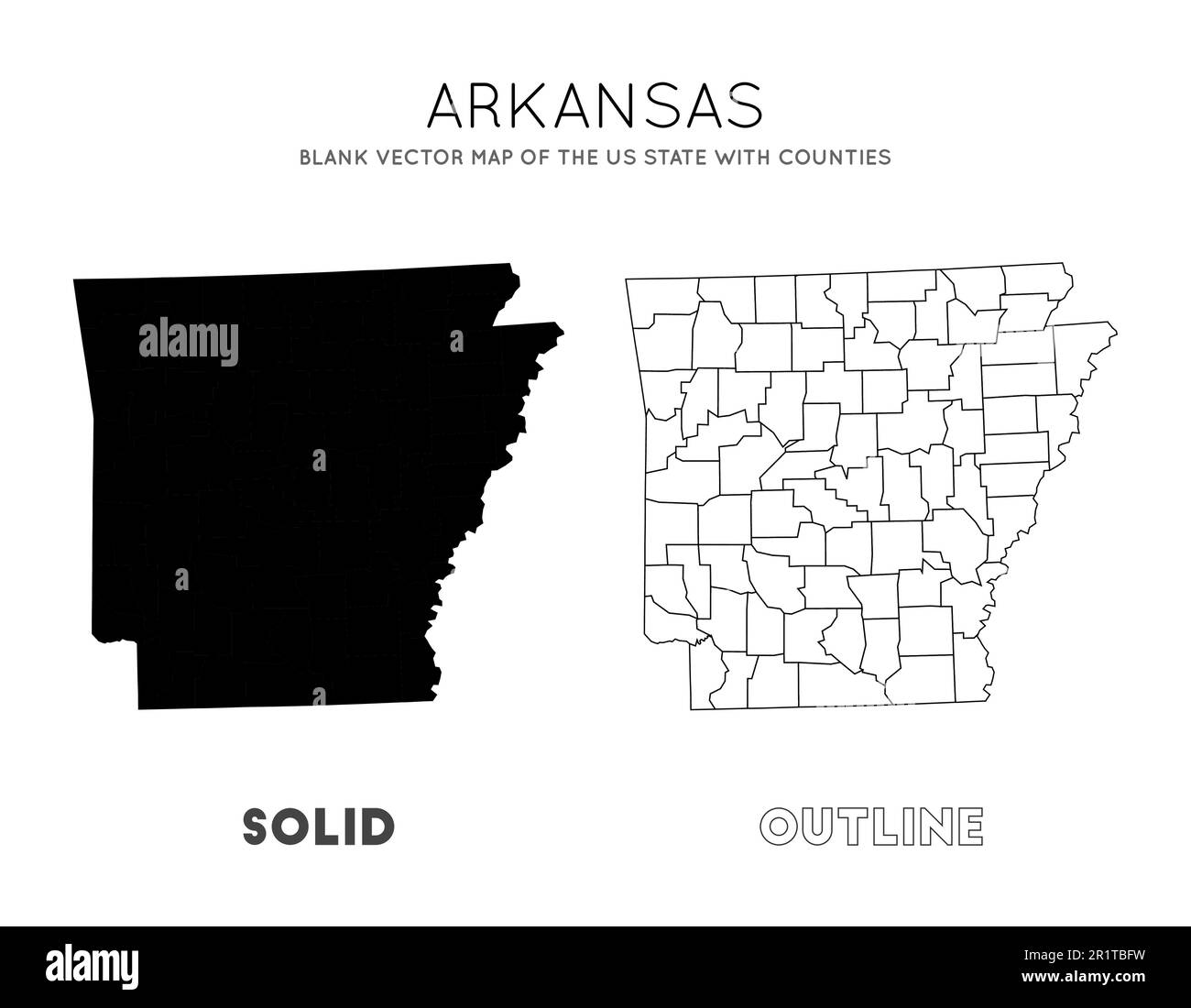 Arkansas Map Blank Vector Map Of The Us State With Counties Borders Arkansas Map Blank Vector Map Of The Us State With Counties Borders Of Arkansas For Your Infographic Vector Illustration 2R1TBFW 