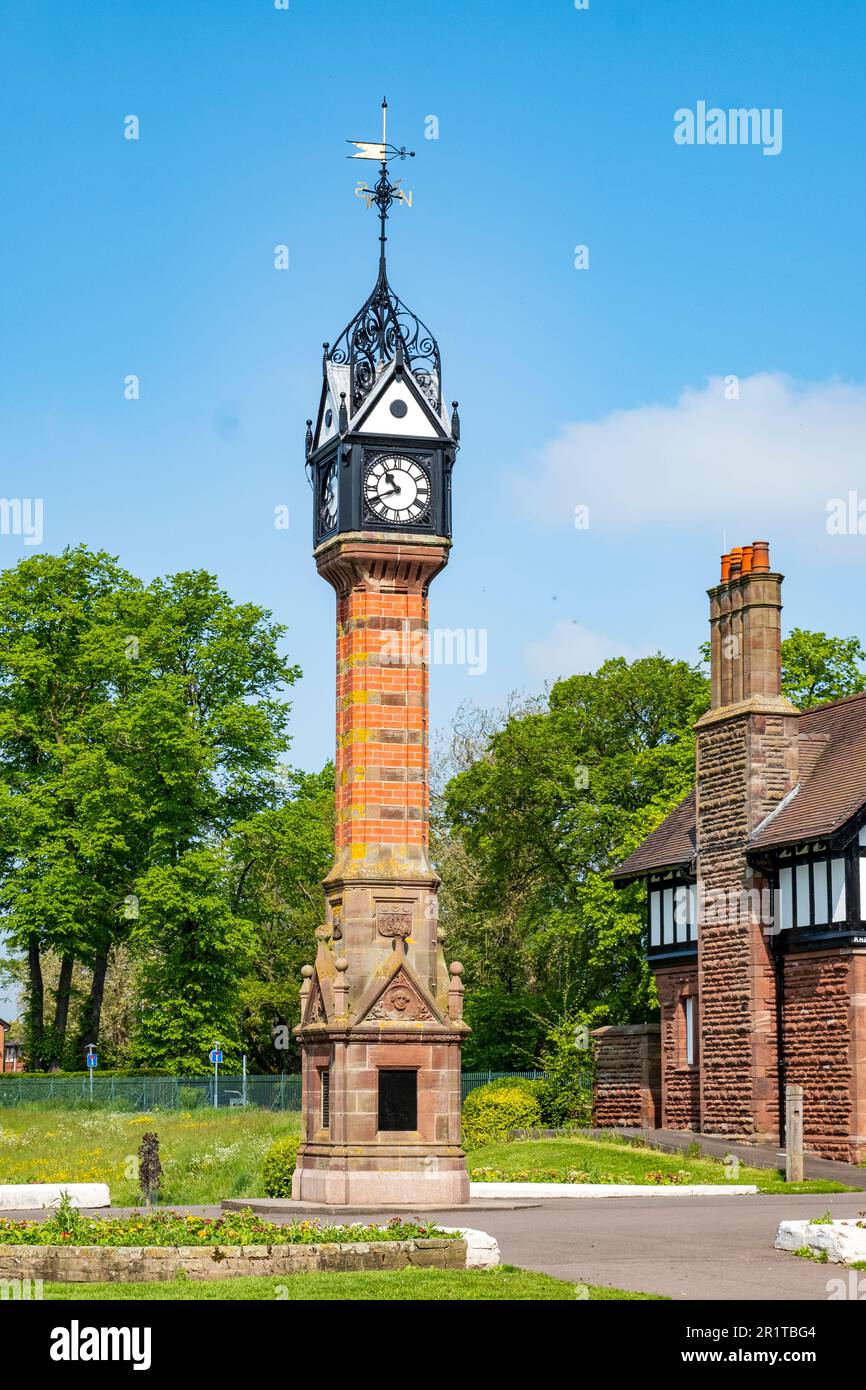 The clocktower in Queens Park, Crewe Cheshire UK Stock Photo