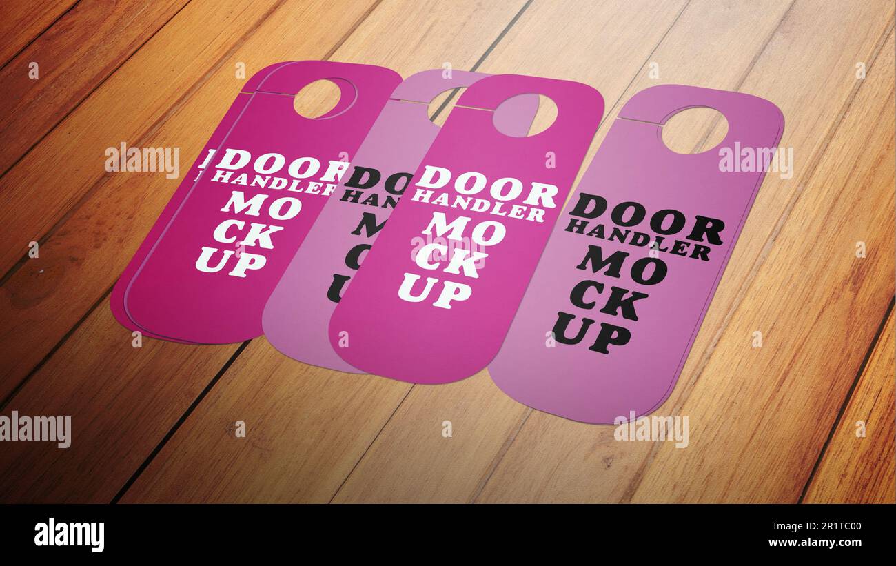 Minimalist door handler mockup laying on wooden floor Stock Photo - Alamy