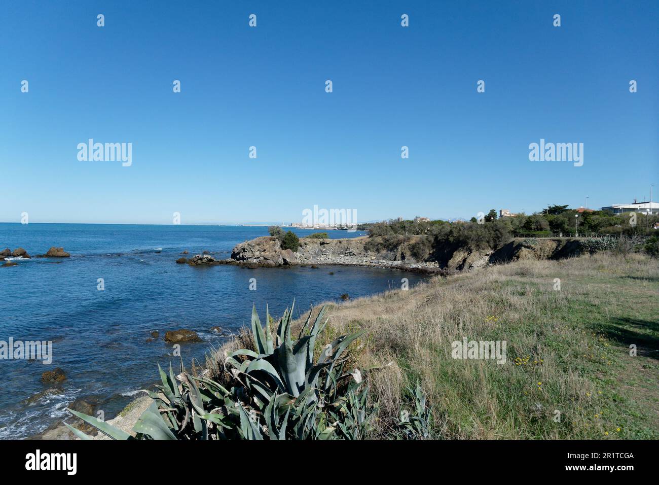 Panoramic view of Livorno coast in summer . Tuscany, Italy Stock Photo