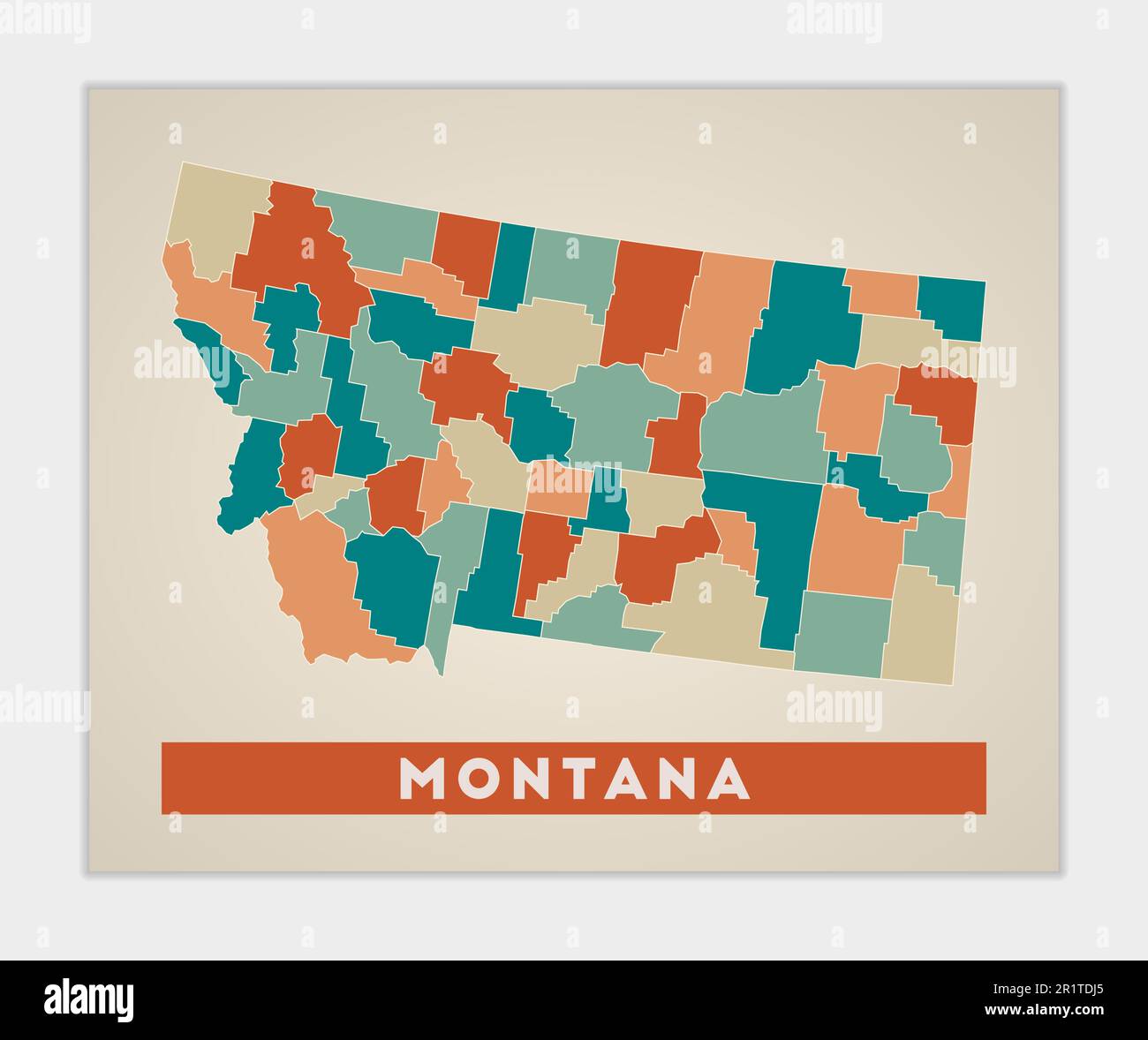 Montana poster Map of the us state - Montana Poster Map Of The Us State With Colorful Regions Shape Of Montana With Us State Name Beautiful Vector Illustration 2R1TDJ5 