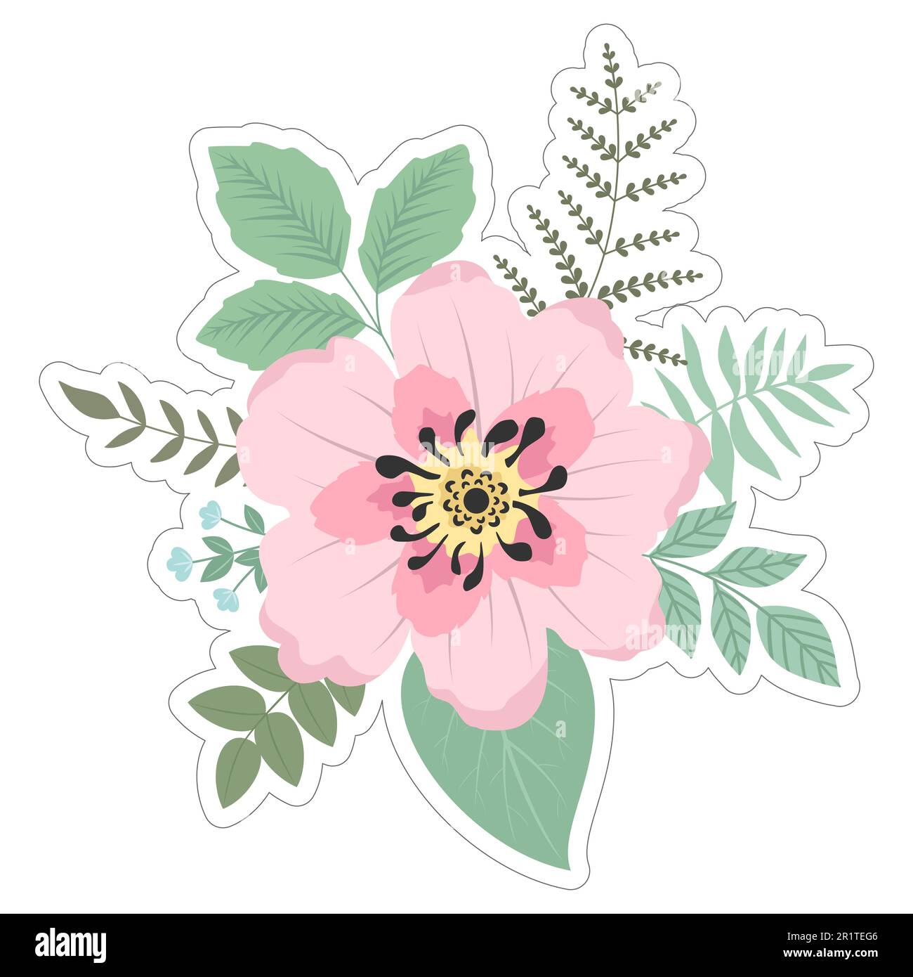 Vintage decorative plants and flowers stickers. Hand drawn vector design  elements. Template for Scrapbooking, Stickers, Planner, Invitations Stock  Vector Image & Art - Alamy