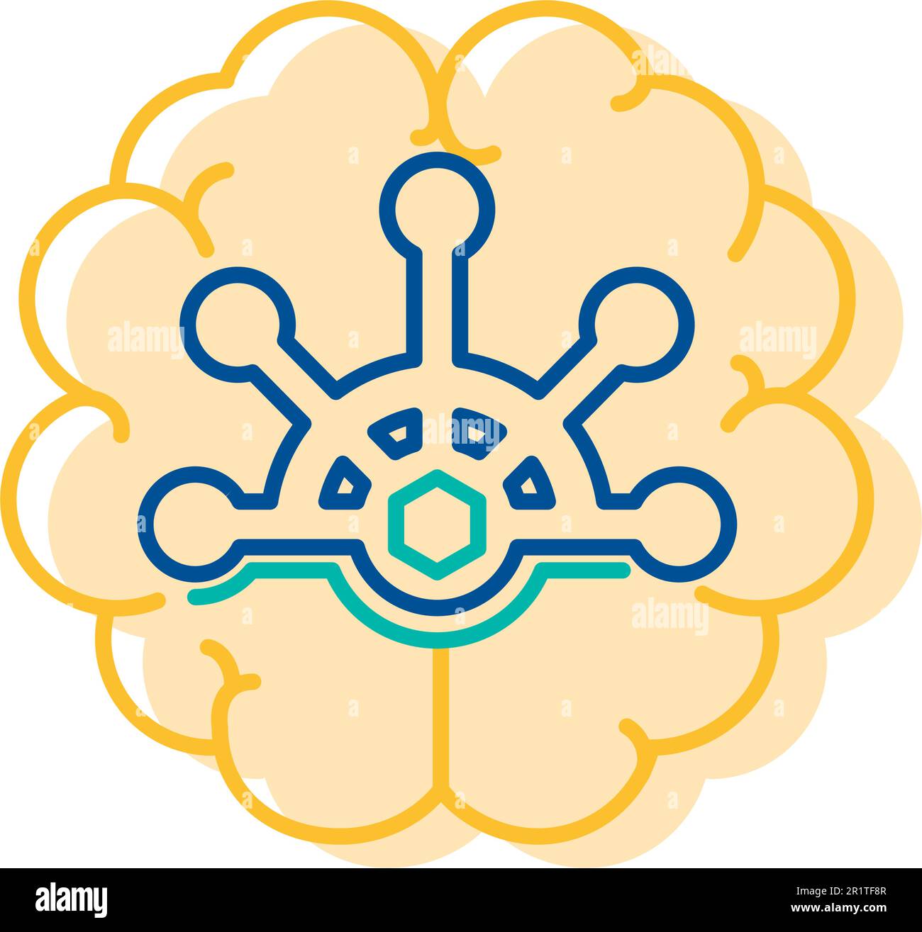 Behavior Control Icon with Nautical Steering Wheel over Human Brain ...