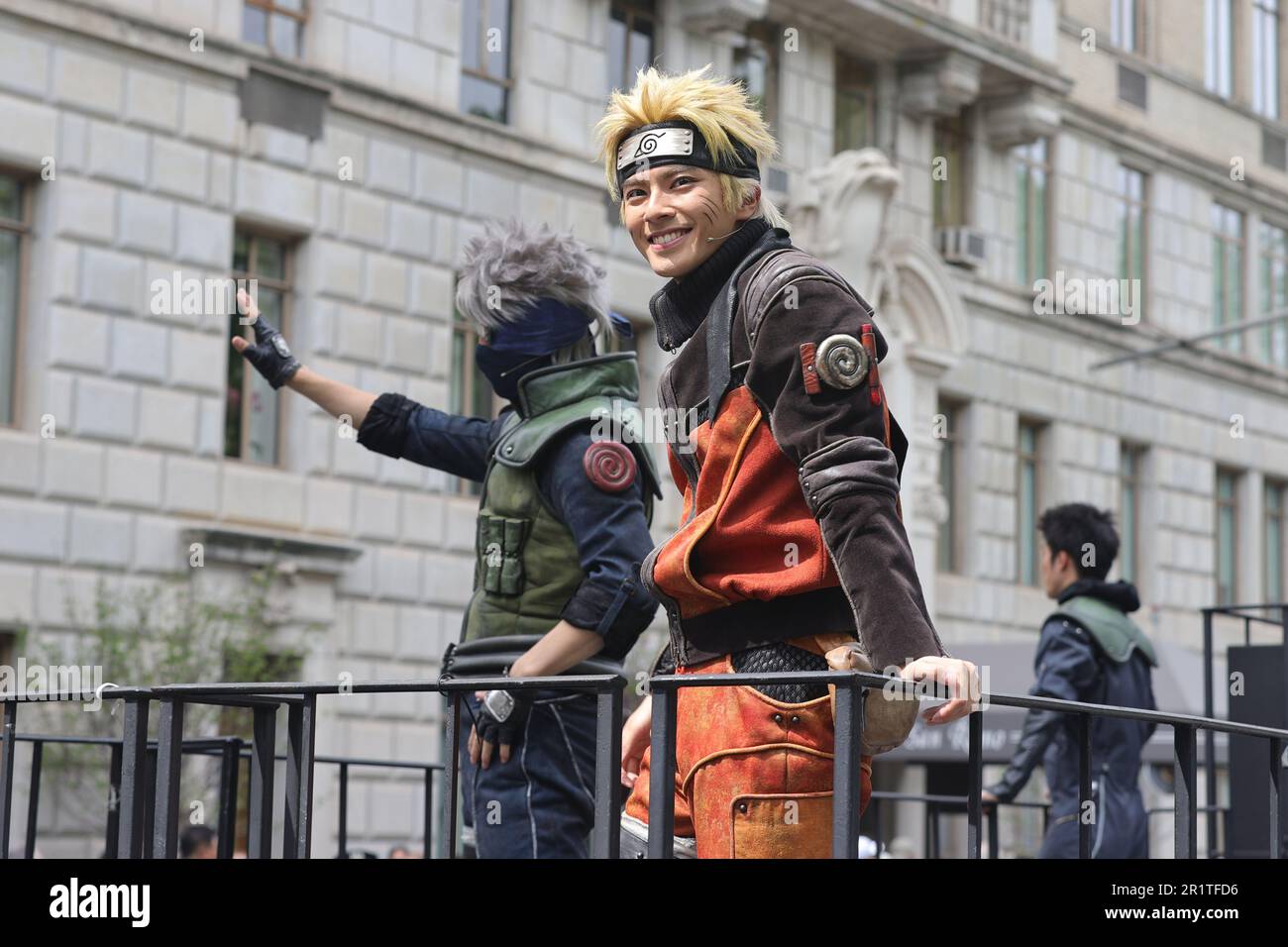 Ny, USA. 13th May, 2023. Central Park West, New York, USA, May 13, 2023 - NARUTO Cast members Naruto Uzumaki, Sakura Haruno, Sasuke Uchiha marches at the Second Japanese Parade on Saturday, May 13, 2023 in New York City. Photo: Luiz Rampelotto/EuropaNewswire (Credit Image: © Luiz Rampelotto/ZUMA Press Wire) EDITORIAL USAGE ONLY! Not for Commercial USAGE! Stock Photo