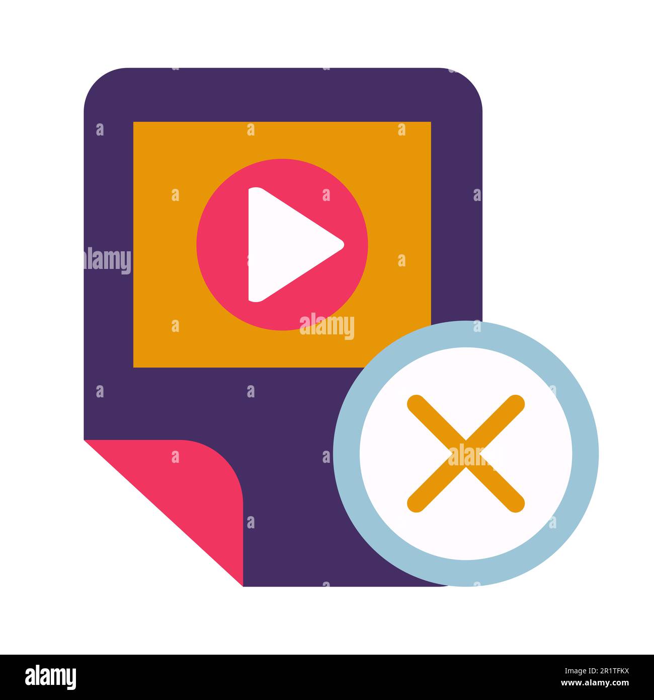 Multimedia player removal, app deletion glyph icon. Multicolor ...