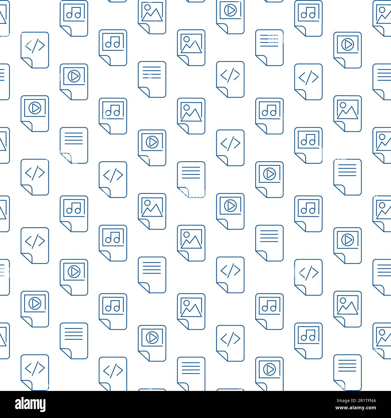 Media Files Outline Icons On White Background. Modern Web Seamless Pattern Design. Different Web Signs Pattern. Audio, Video and Document Files Symbol Stock Vector