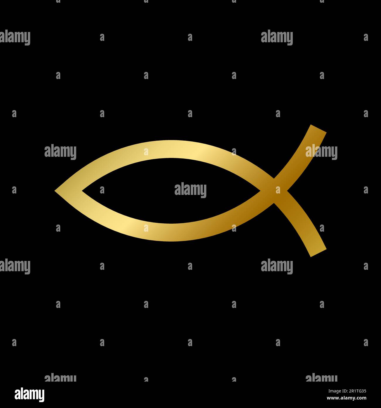 Ichthys Fish Symbol Isolated Christian Sacred Religious Golden Sign On