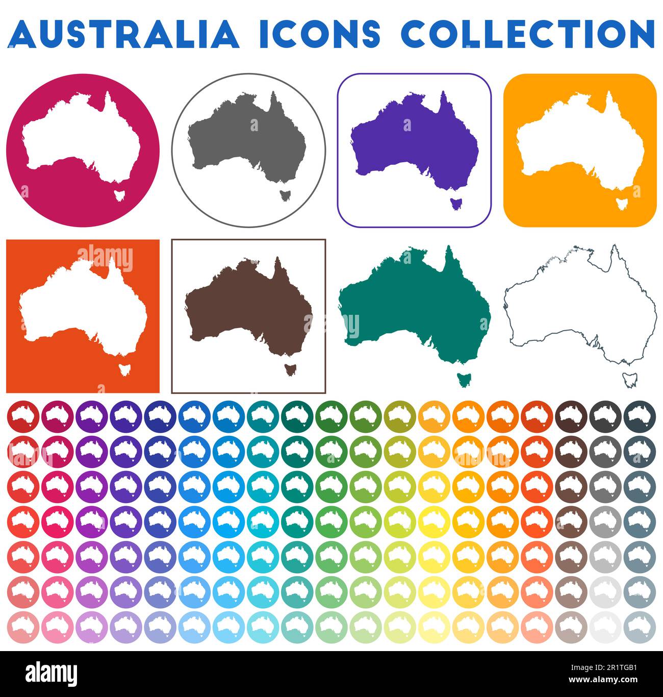 Australia icons collection. Bright colorful trendy map icons. Modern ...