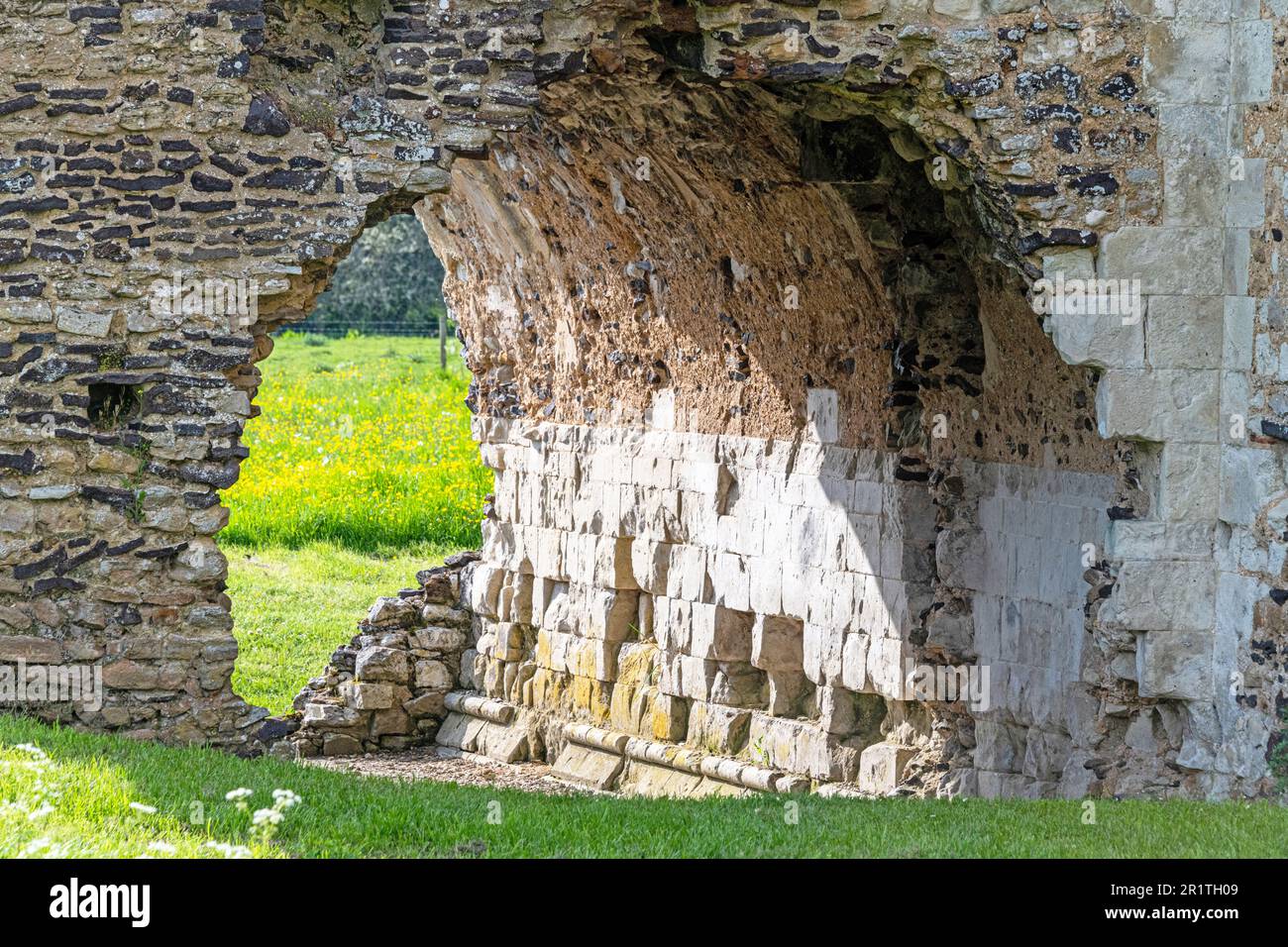 Part of the ruins of Waverley Abbey near Farnham in Surrey. The fist Cistercian Abbey built in England 1128. Stock Photo