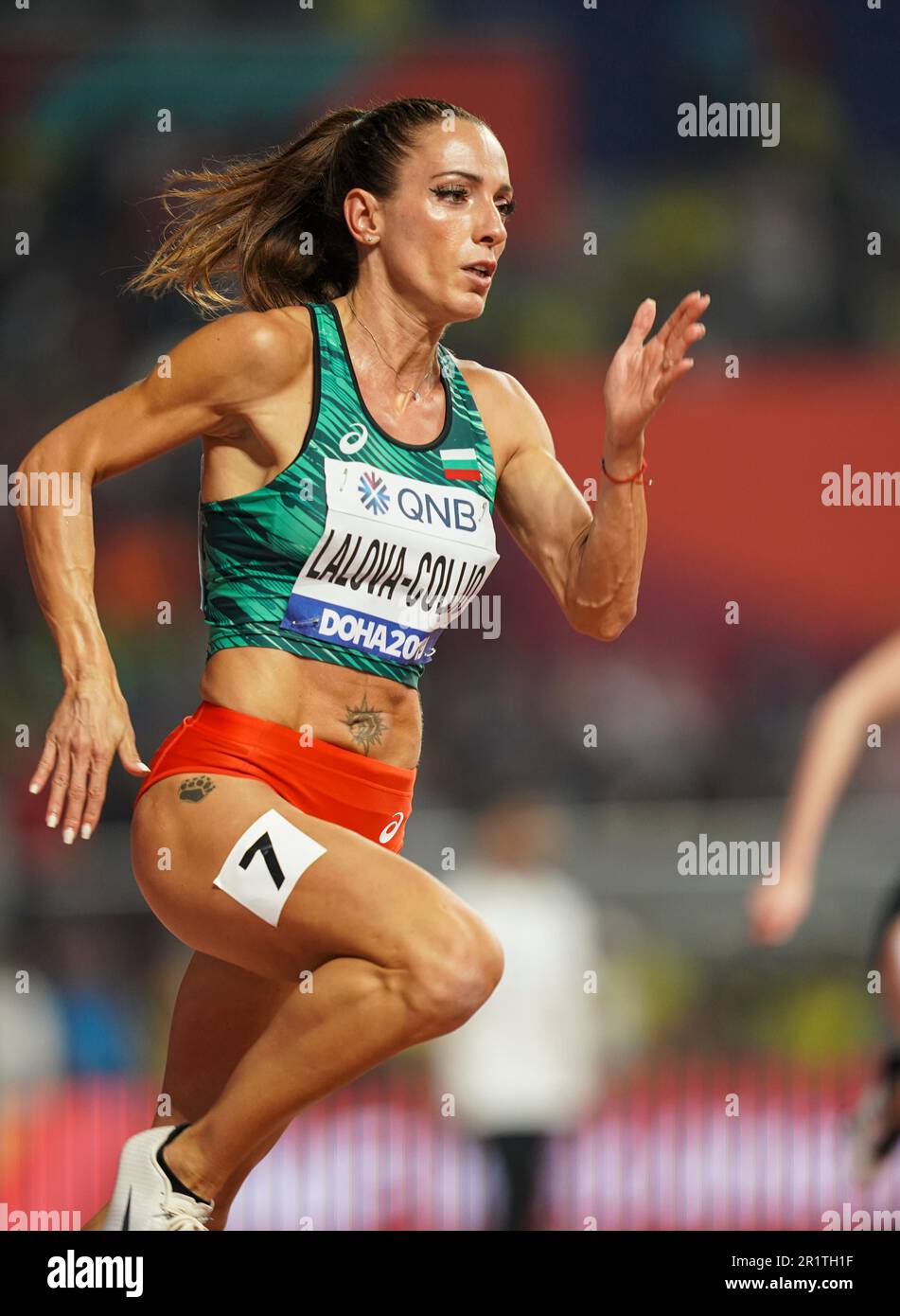 Ivet Lalova-Collio running the 200m at the 2019 World Athletics ...