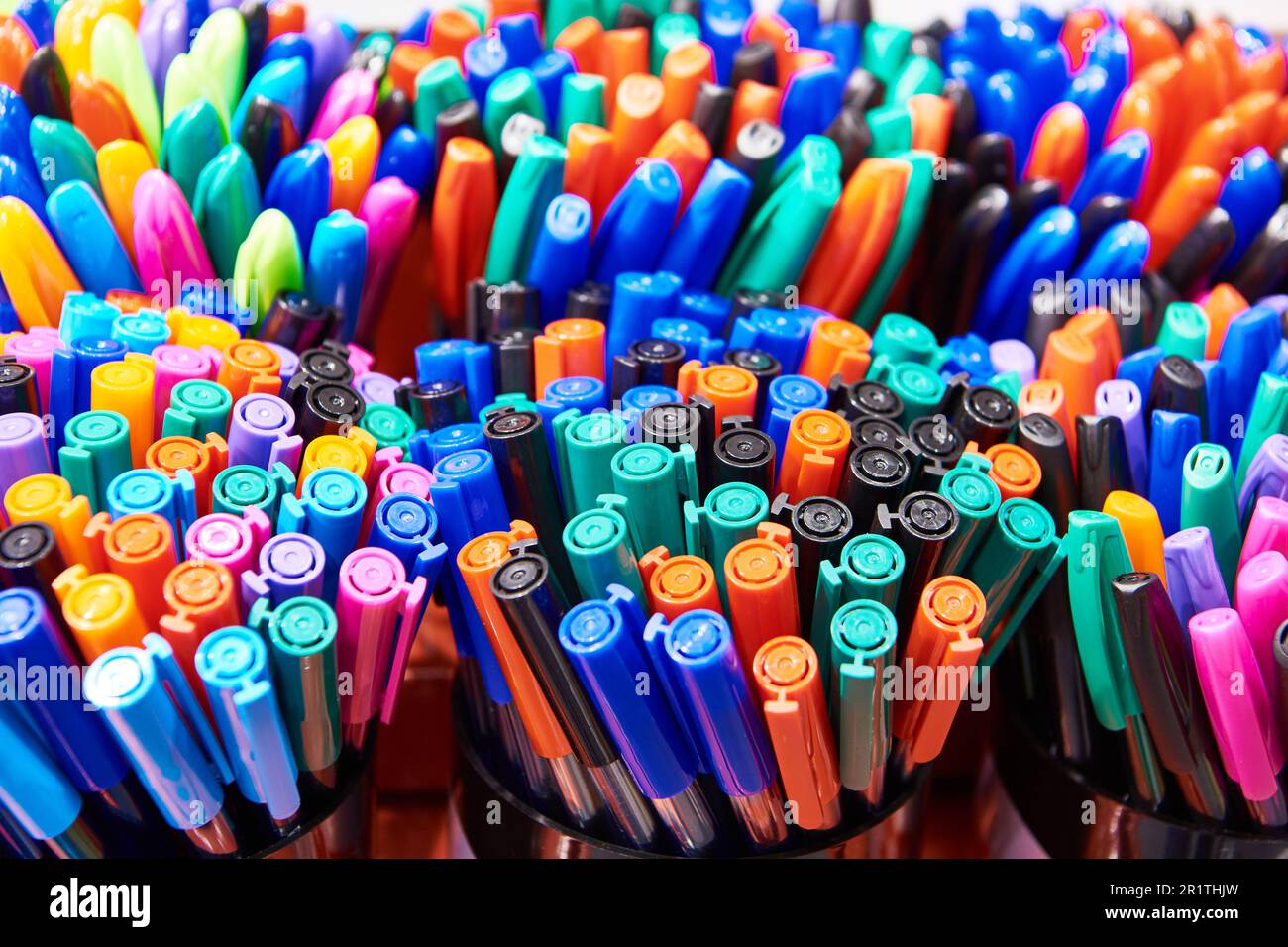 Colored pens in school and office supplies store Stock Photo Alamy