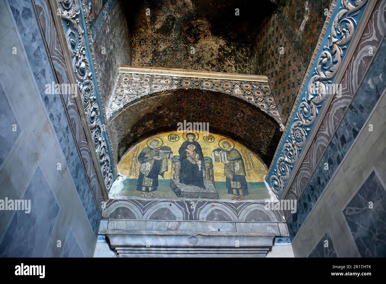 Southwestern Entrance Mosaic, Justinian I, Virgin Mary And Constantine ...