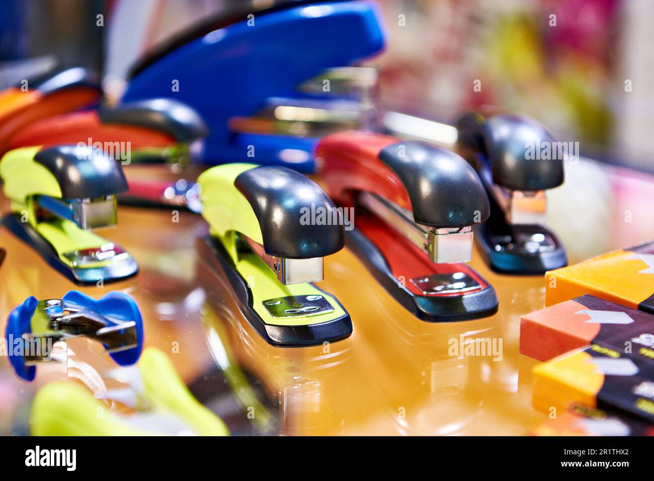 Staplers in the office supply store Stock Photo Alamy