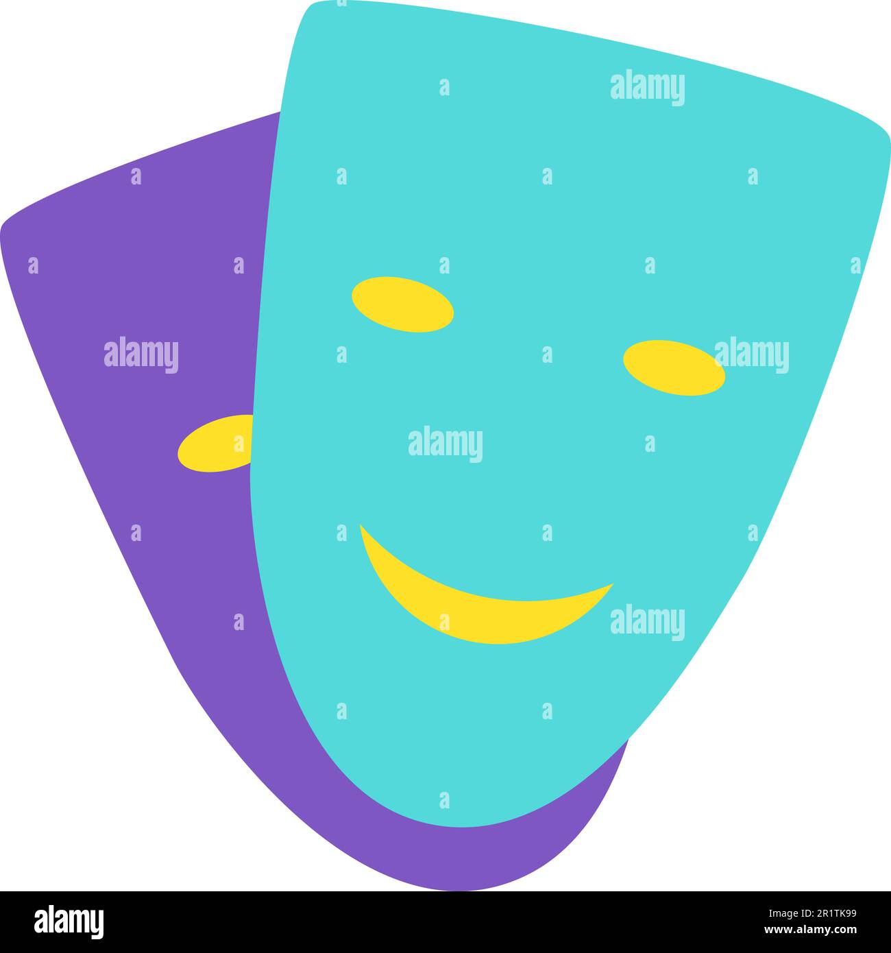 Symbol Comedy and Drama of Theater Two Mask Icon. Design Colorful