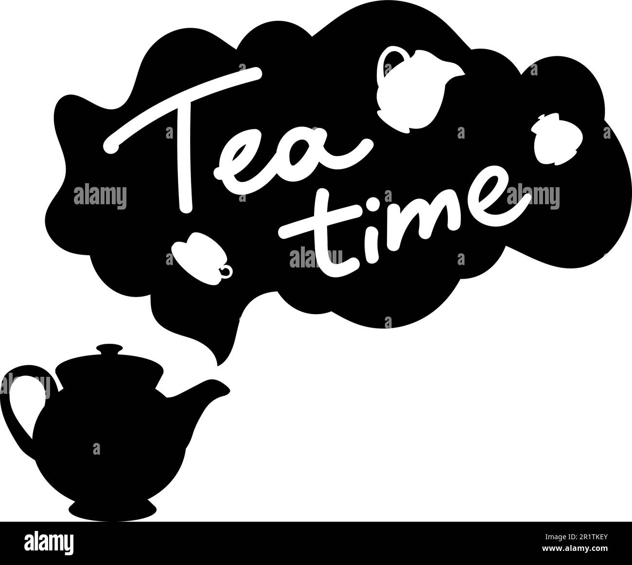 Positive Poster Tea Time Original Hand Drawn Quote on Chalkboard