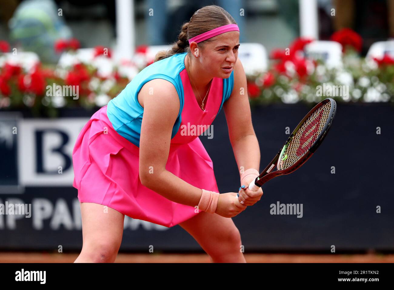 Rome, . 15th May, 2023. Rome, Italy 15.05.2023: J.Ostapenko of Latvia  during the match against D.Kasatkina of Russia at the Women's Internazionali  BNL d'Italia, ATP 1000, day 7, tennis tournament at Foro