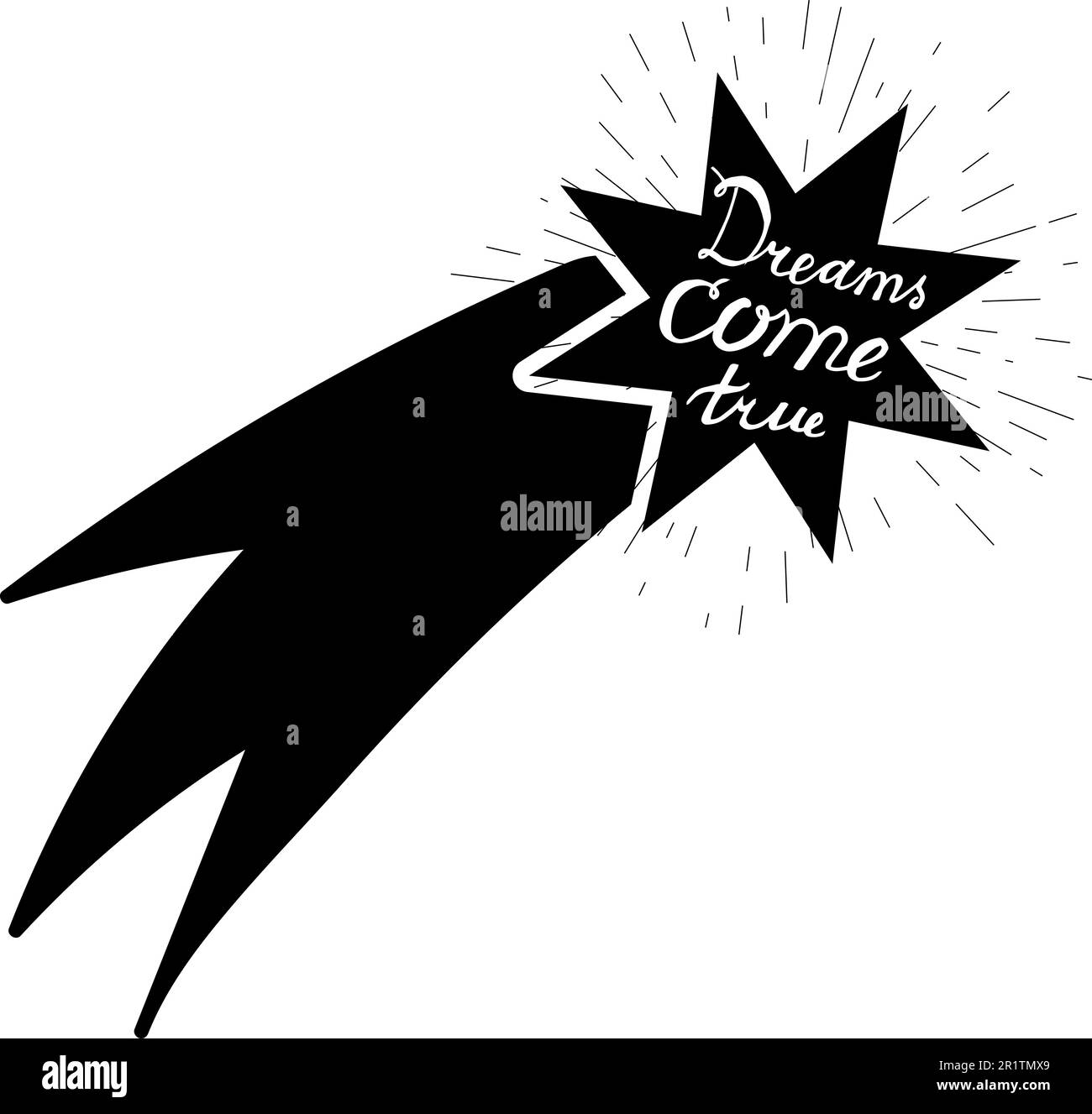 Art Poster Dreams Come True Original Hand Drawn Quote on Chalkboard