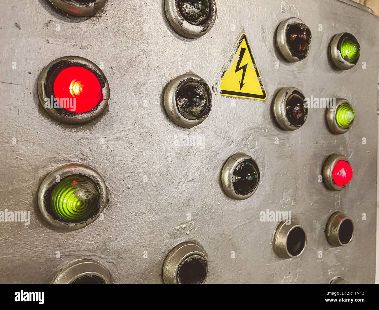 control buttons on the electrical panel. the power indicators glow red