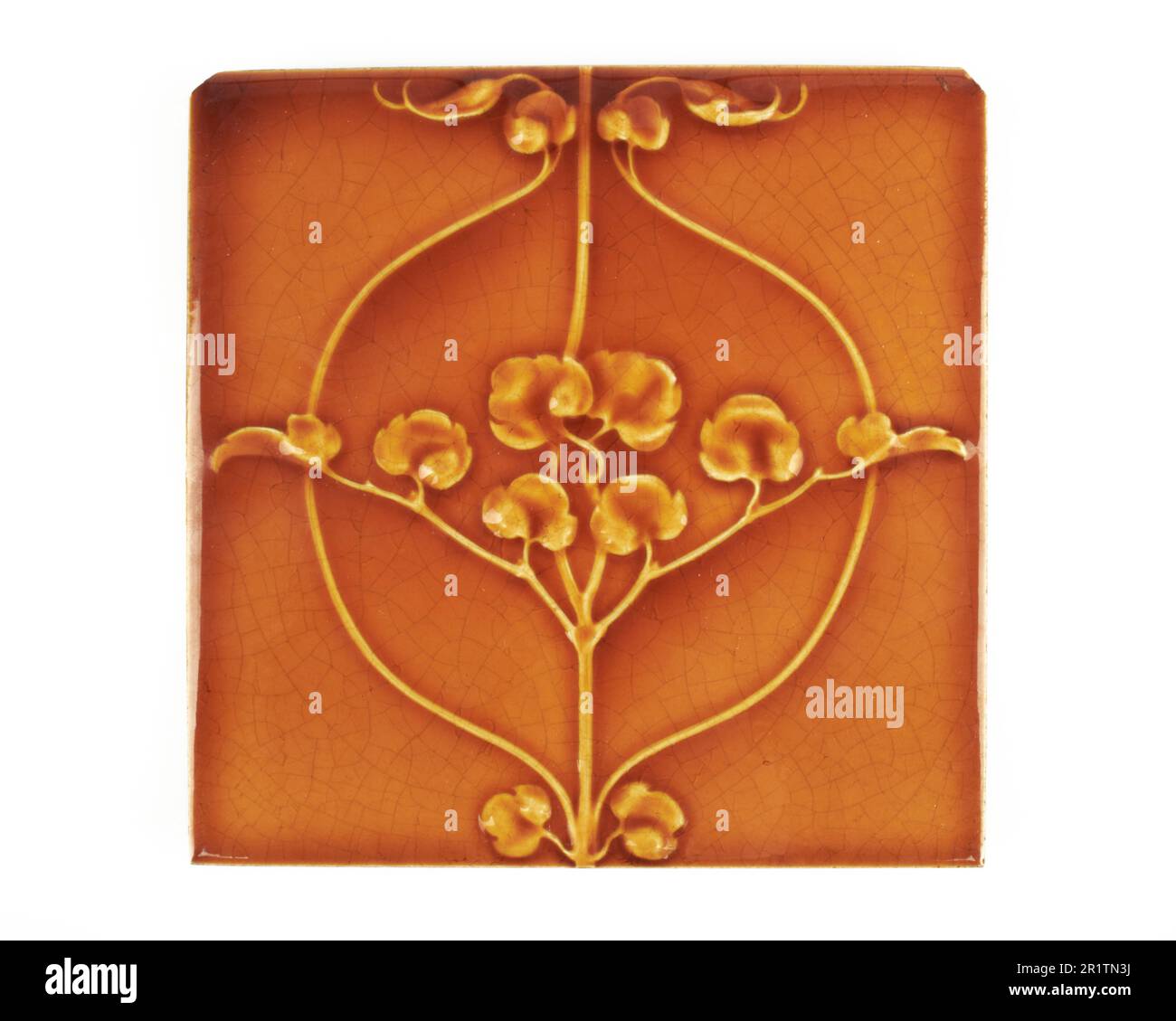 1900s antique Pilkington Art Nouveau fern pottery tile Stock Photo Alamy