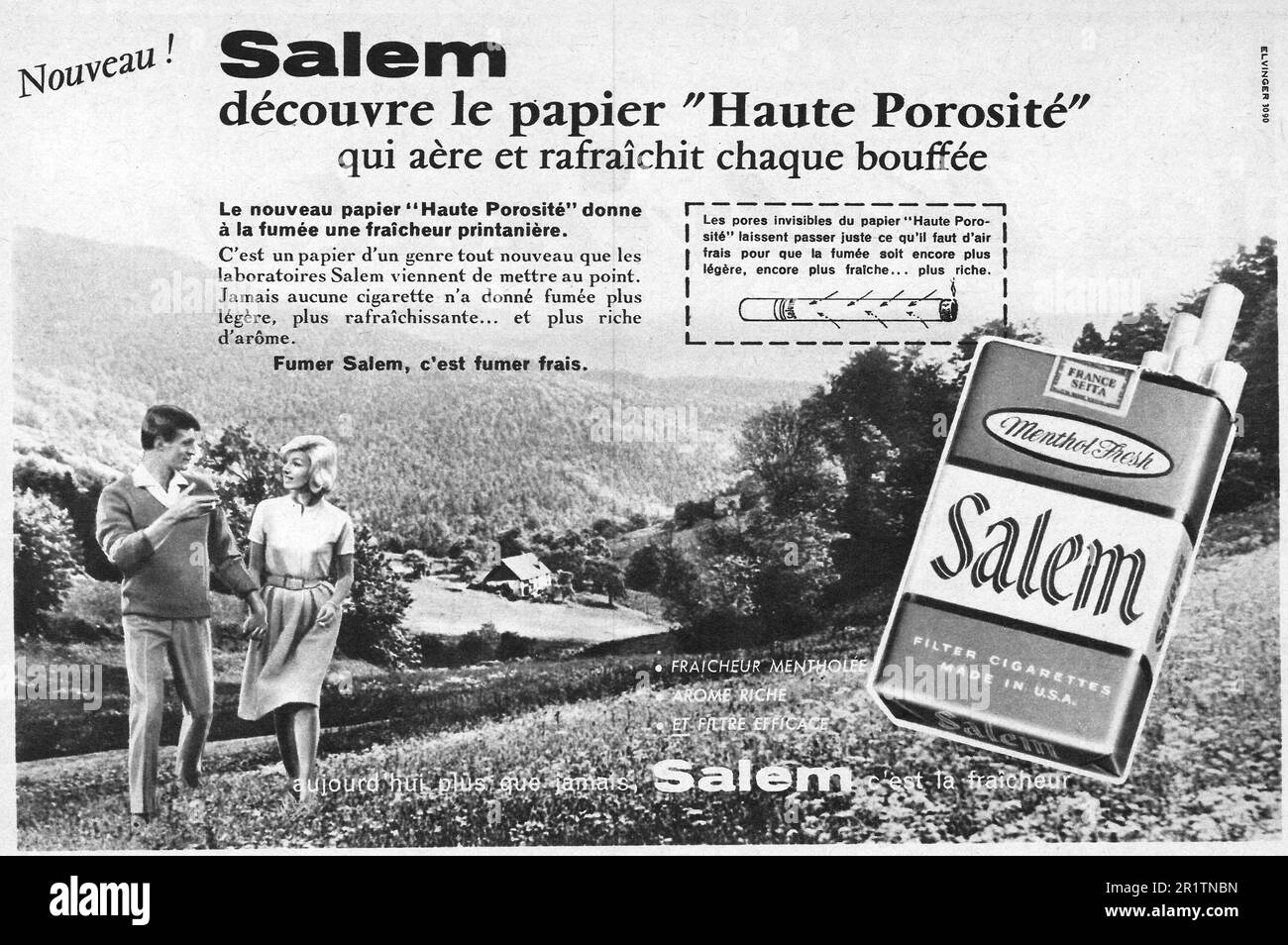 Salem cigarettes advert, haute porosité papier French print ad, 1959 Stock Photo