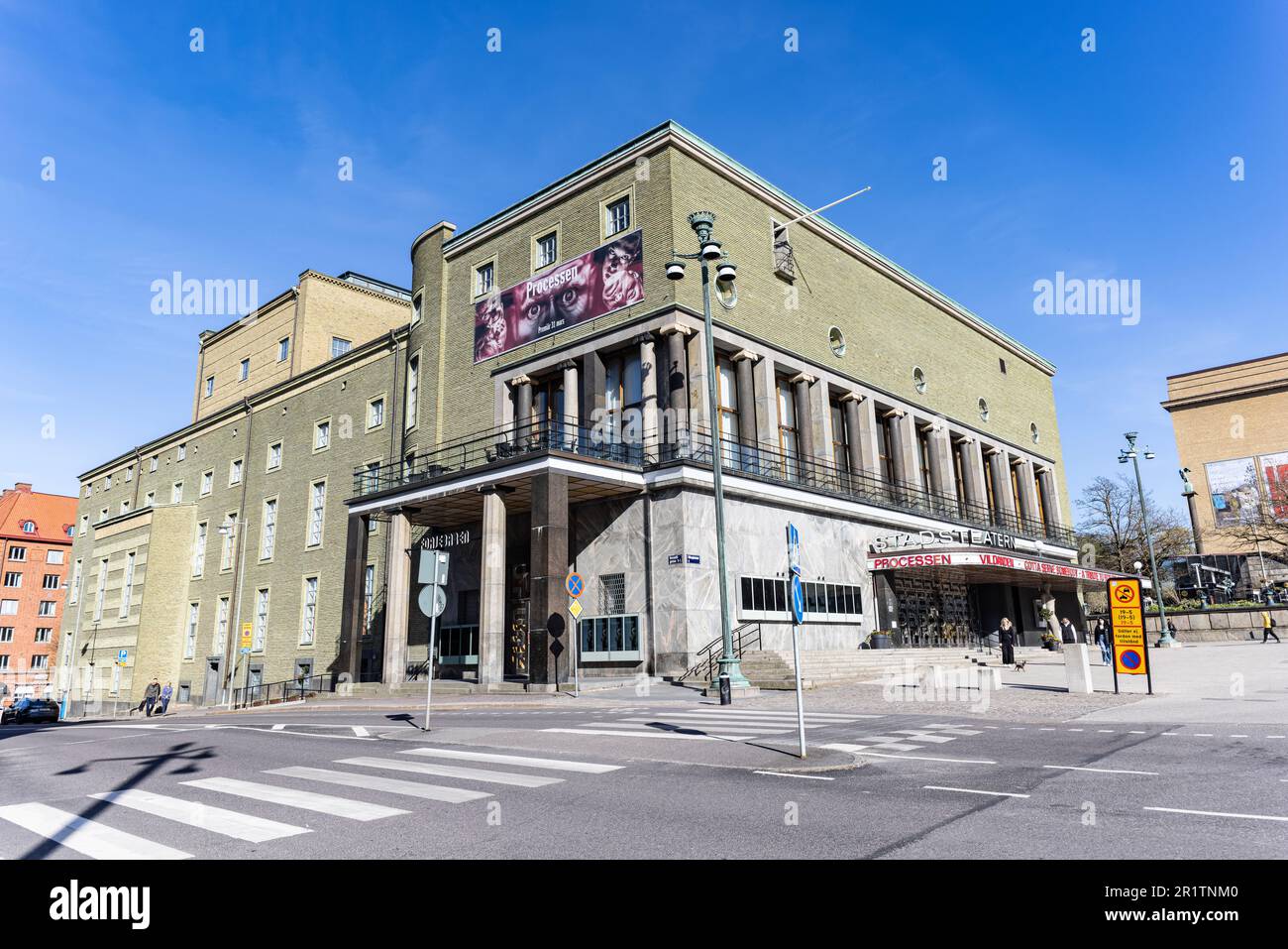 Goteborg Stadsteater or City Theatre, a performing arts theatre in Gotaplatsen design by Carl Bergsten in neo-Classical style, Gothenburg 400 years. Stock Photo