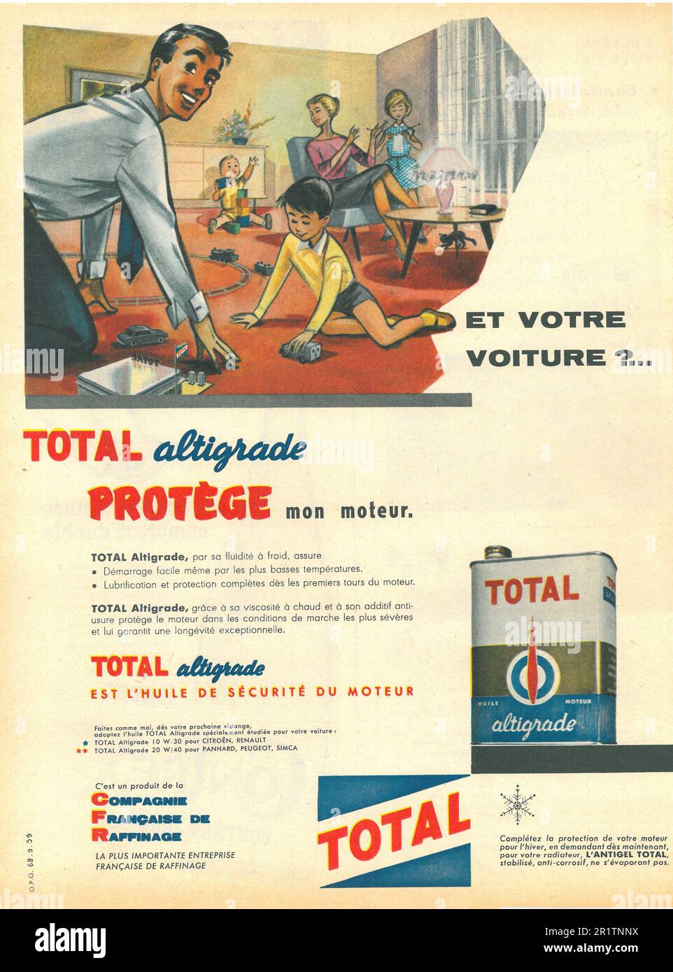 motor oil Total altigrade advert in Paris Match French magazine, 1959