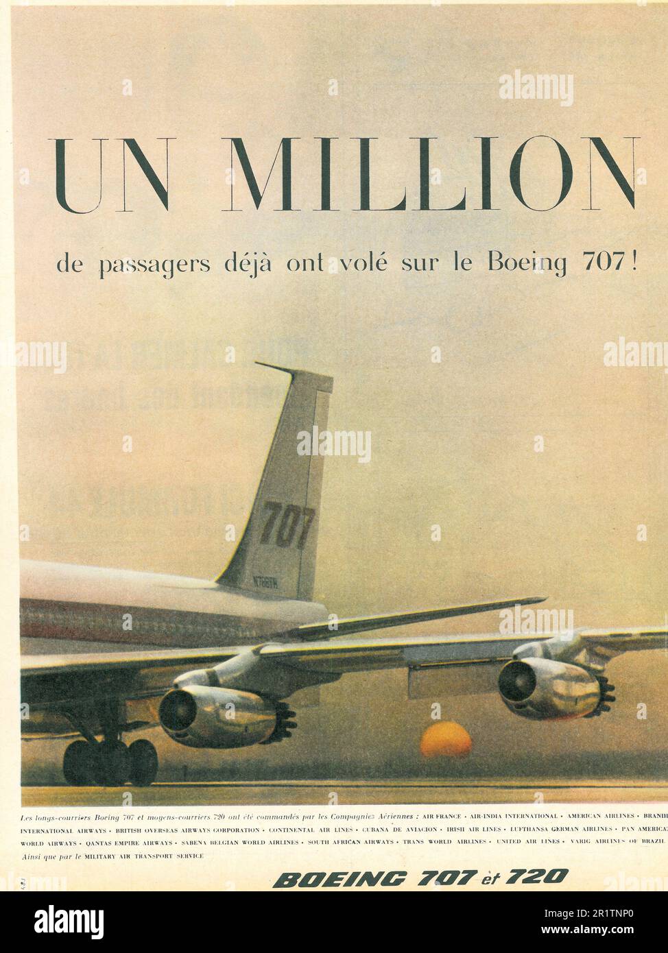 Boeing 707 and Boeing 720 French print ad,1959 Stock Photo