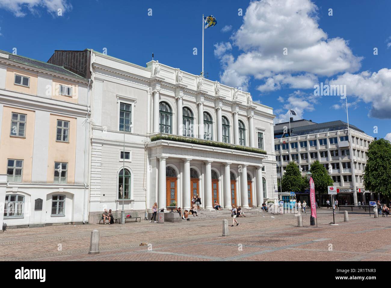 Bourse or Borsen was a mercantile exchange in Gustaf Adolfs Torg (square). Neo-classical style by Pehr Johan Ekman. Gothenburg 400 years anniversary. Stock Photo