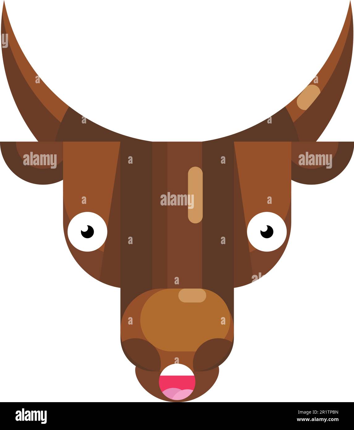 Bad surprise bull face emoji, wow looking cow icon isolated emotion