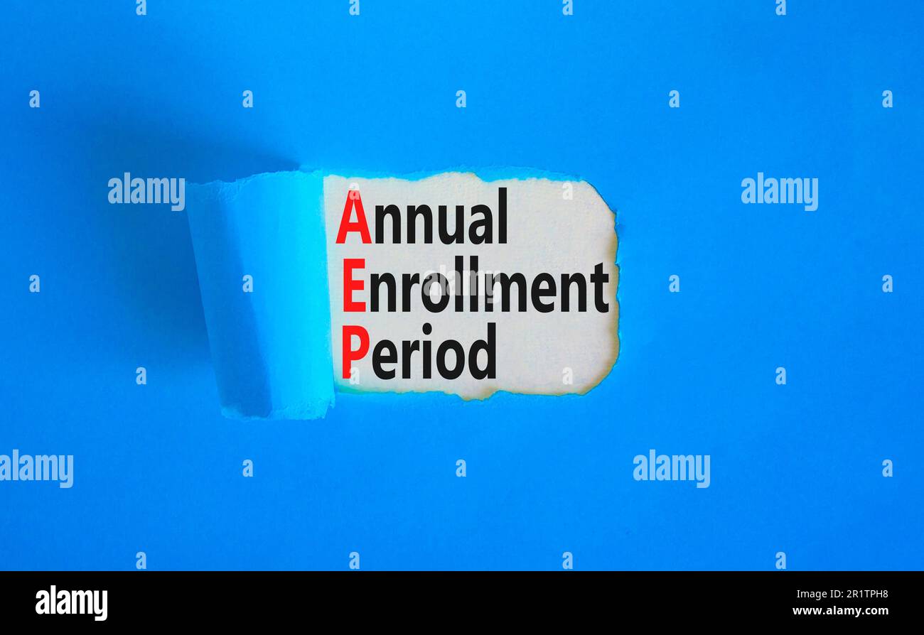 AEP symbol. Concept words AEP Annual enrollment period on beautiful
