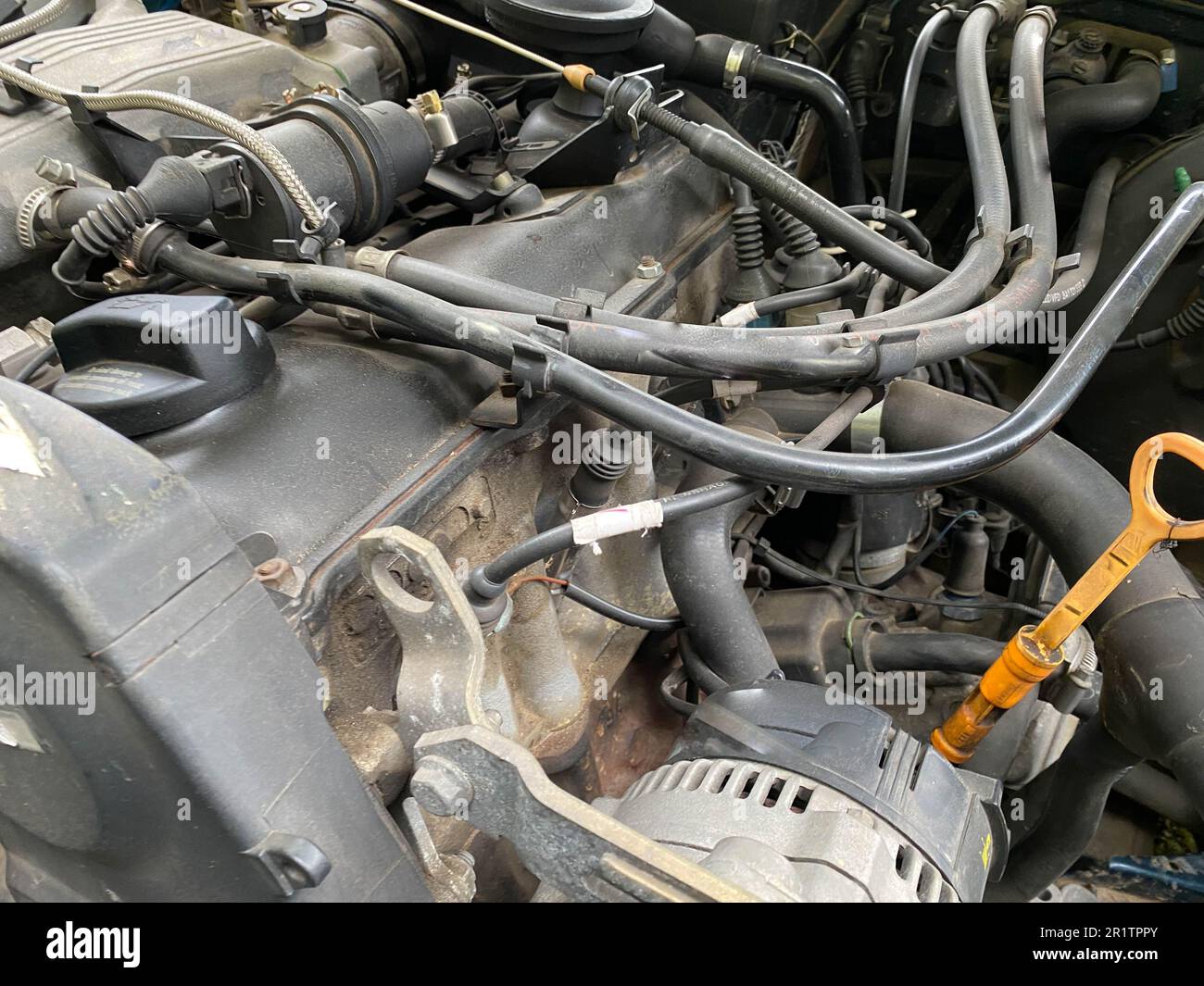 Powerful tuned gasoline engine with a turbocharger and a charger in the